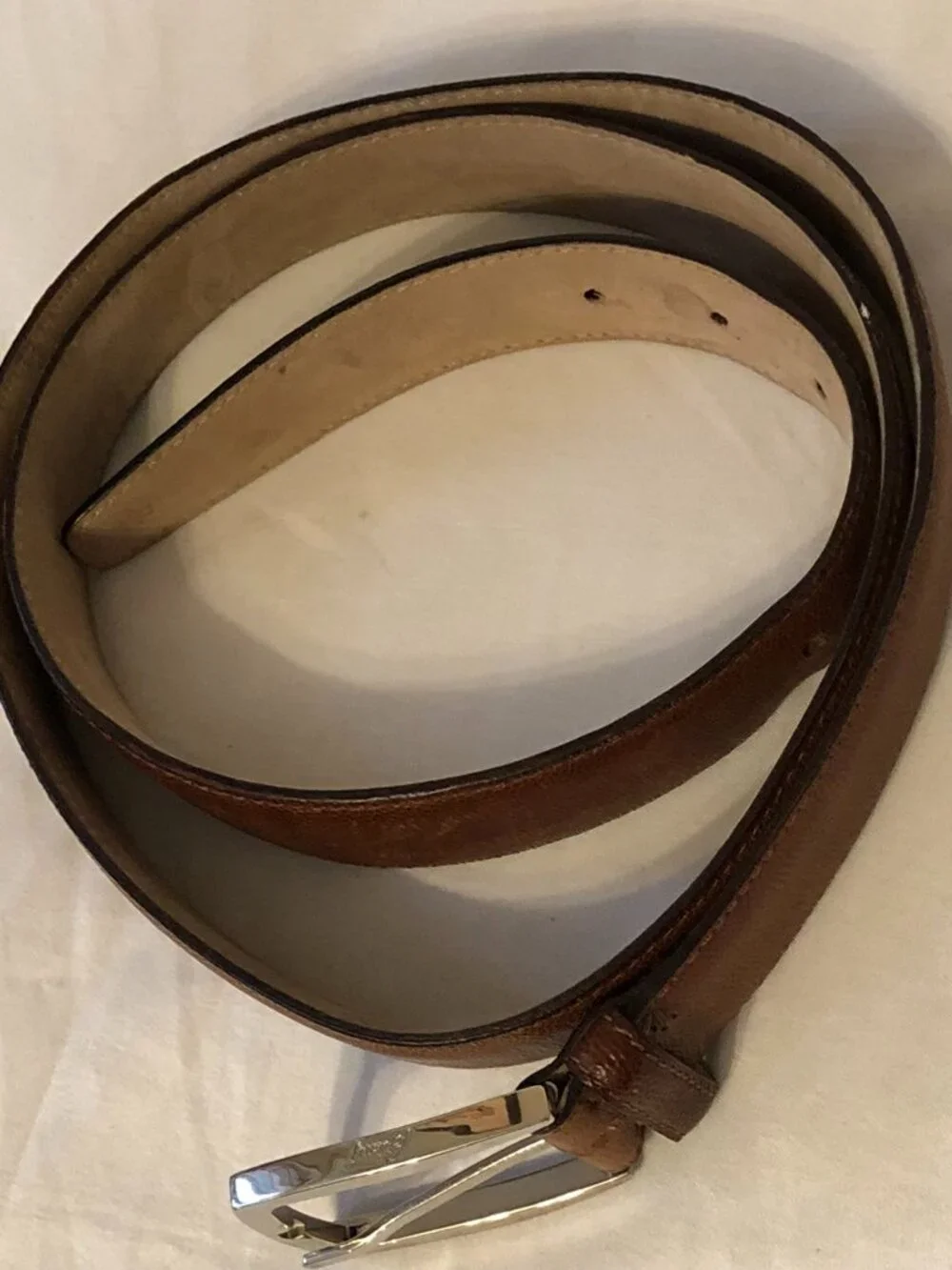 Brioni Men's Brown Leather Belt Size 38 100 Handmade In Italy Silver Buckle